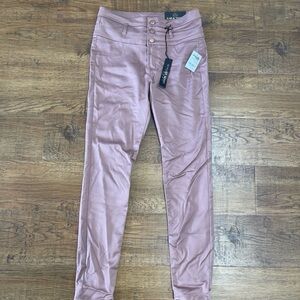 Refuge Dusty Pink Buttoned Skinny Pants